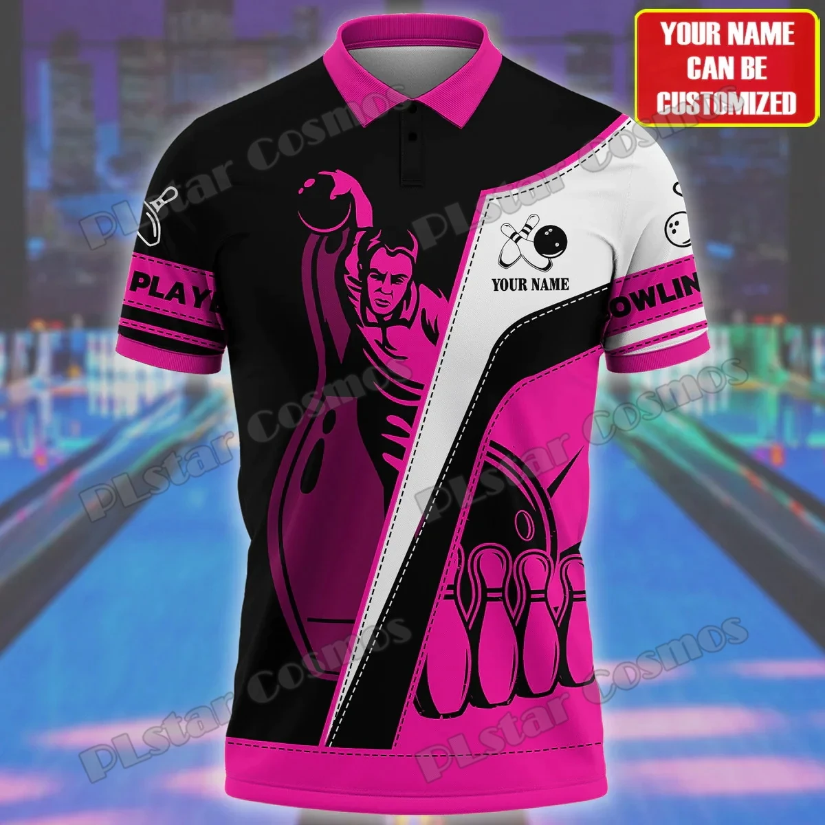 Bowling Team personalisierte Name 3D gedruckt Herren Poloshirt Sommer Straße Kurzarm Shirt Geschenk für Bowling Spieler Uniformen WK34 – Detail 10
