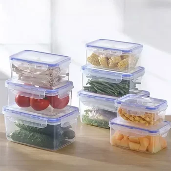 Scatola portaoggetti per frigorifero rettangolare sigillata per frigorifero da cucina con coperchio Scatola portaoggetti per pranzo riscaldata al microonde in plastica 1