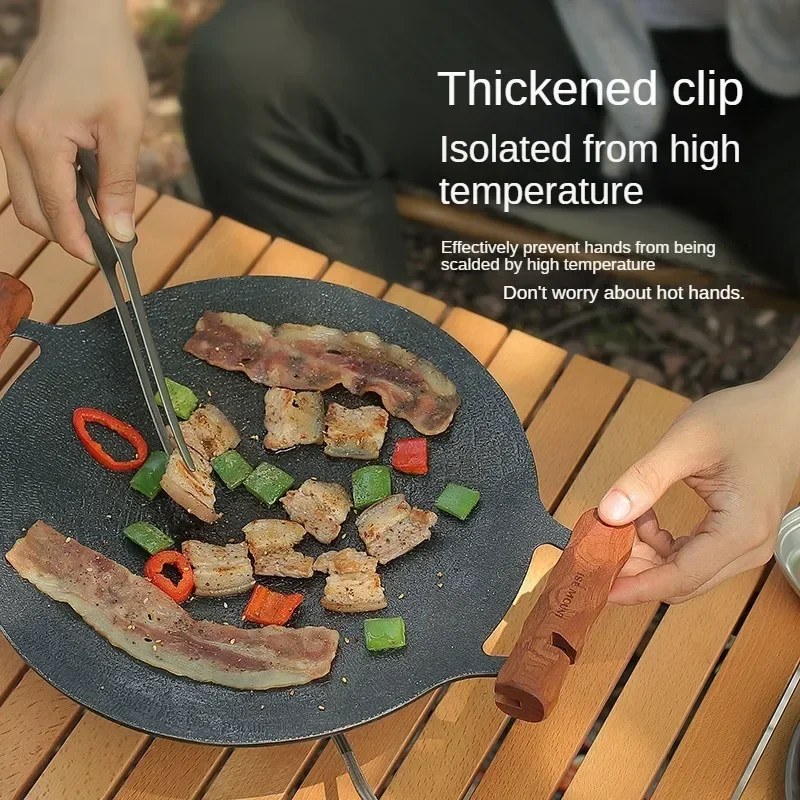 1-8PCS Multi-purpose Grill Pan Handle Wooden Handle Thermal Insulated Outdoor Camping Grill Pan Holder Barbecue Tool