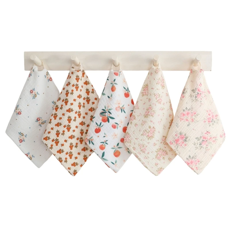5Pcs Cotton Square Towel for Baby Fashionable Newborns Mouth Wipe Cloth Reusable Nursing Bib Infants Burping Cloths bath towel cotton towel square towel