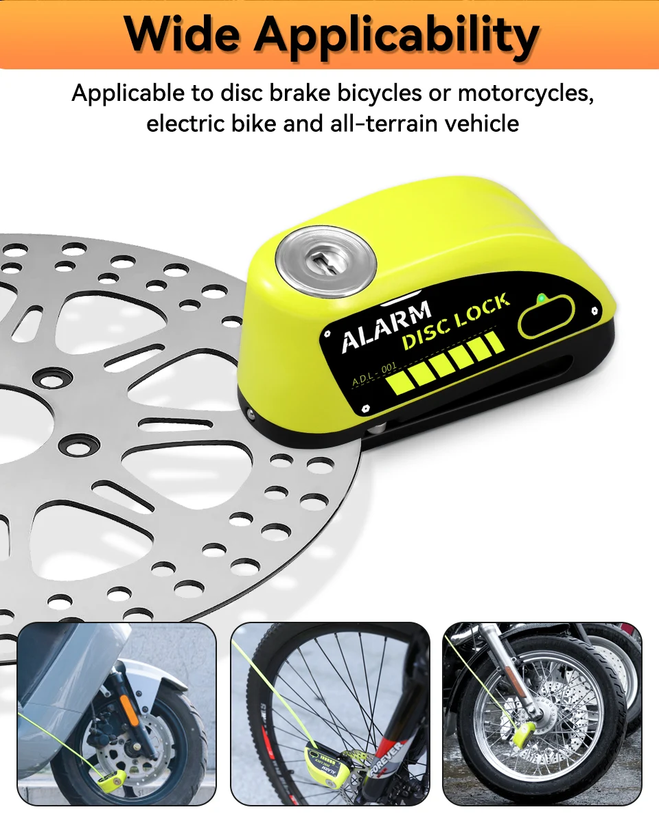 candado para motocicleta con alarma bloqueo de disco, alarma antirrobo de 130db para alarma de motocicleta y bicicleta para Moto &raquo; candado para motocicleta con alarma