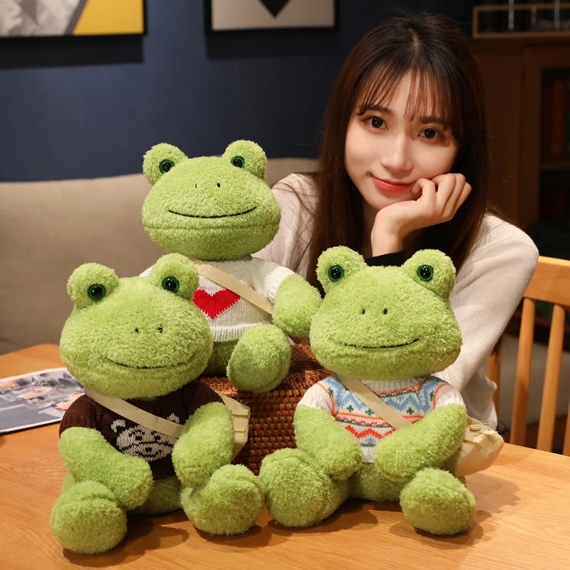 25cmKawaiiDressingFrogPlushToyStuffedAnimalFluffyFrogFigure