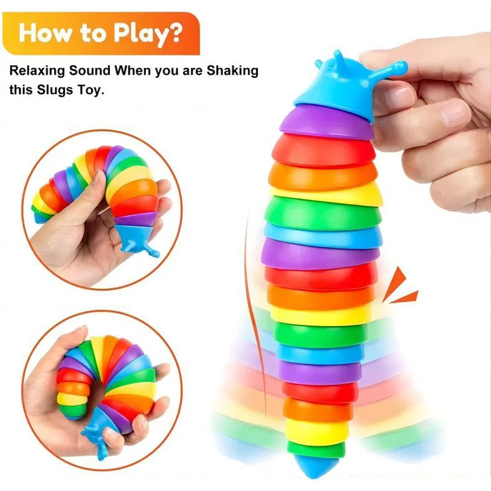 Fidget Slug Toy for children 18cm 3D Colorful Sensory Slug Relieves Fun Decompression Toy Creative Twist Caterpillar Fidget Toys 5