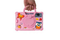 Soft Silicone Kids Tablet Case with 360° Rotating Stand and Handle - 11 Inch Cover for Xiaoxin Pad 11 2024 (Pink no belt)