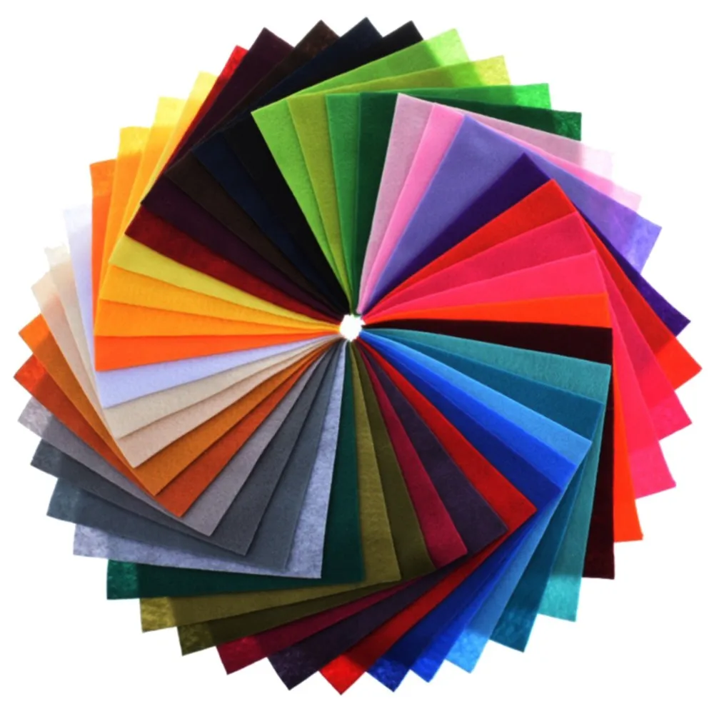 Chainho,Polyester Non Woven Soft Felt Fabric,Thickness:1mm,DIY Sewing Quilting Material,42 Pieces Bundle,15x15cm/Piece,25SF1