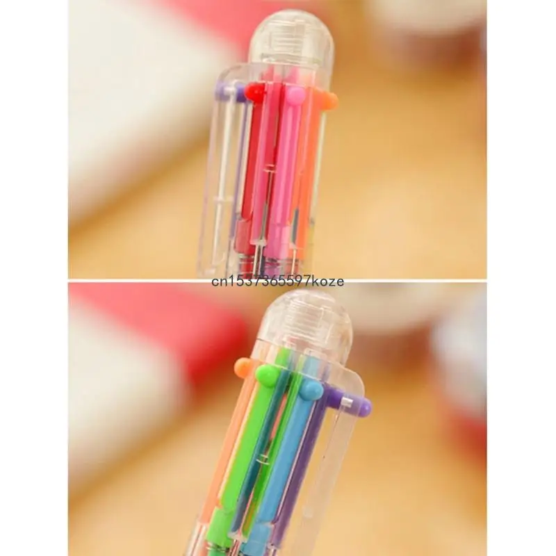 6 Pcs 6-in-1 개폐식 볼펜 멀티 컬러 볼펜 셔틀 펜