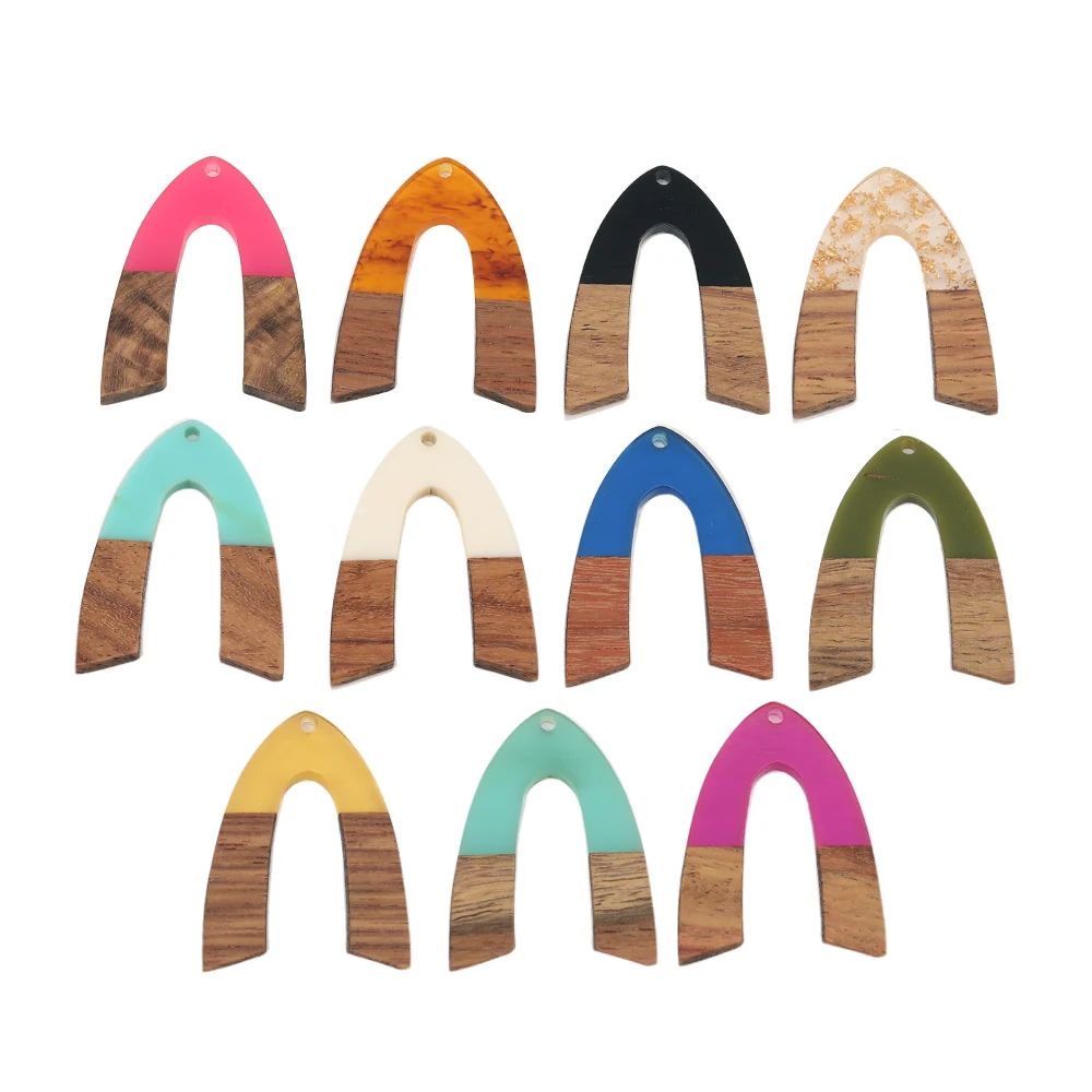 Cordial Design 50Pcs 39*49MM Jewelry Accessories/Natural Wood&Resin/Horseshoe Shape/Handmade Charms/Jewelry Findings&Components - cordial