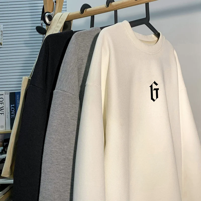 Autumn G Letter Print Sweatshirt For Men Harajuku Pullovers Korean Fashion Couple All-match Round Neck Tops Casual Unisex