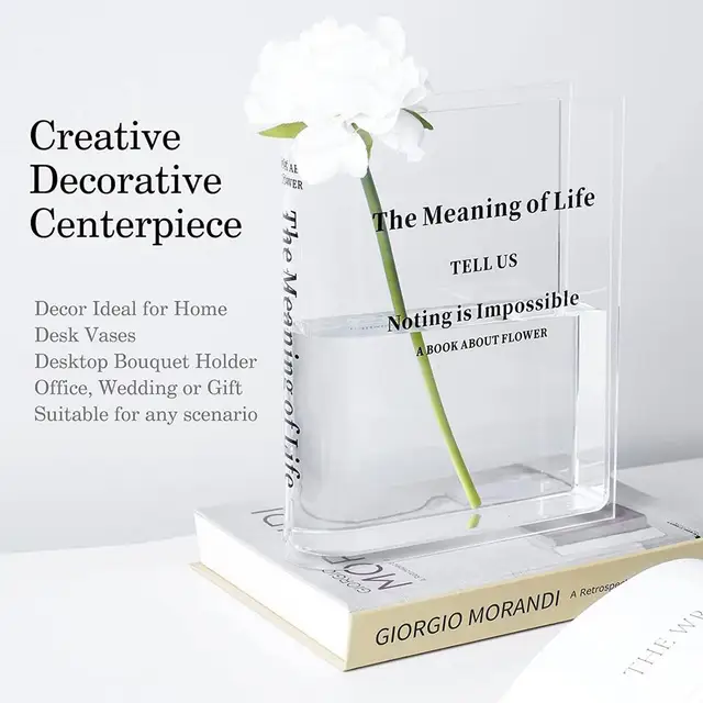 Book Flower Vase Decorative Acrylic Clear Book Shaped Vase Acrylic Flower  Vase Book Vase Flower Vase Aesthetic For Room _ - AliExpress Mobile