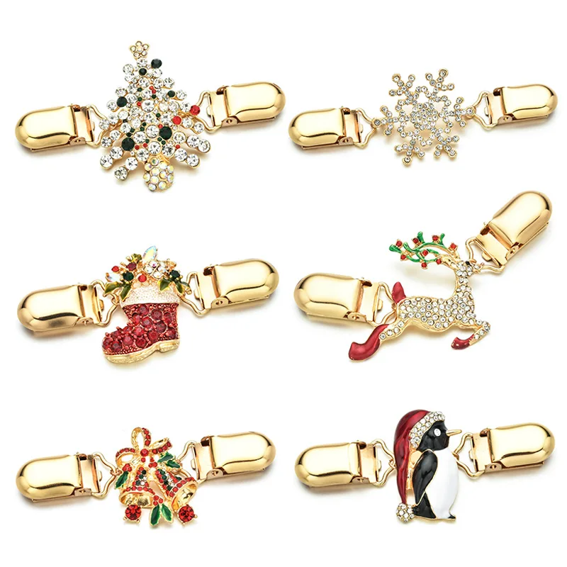

1pc Christmas Brooch Jewelry Cardigan Sweater Collar Clips Antiqued Shawl Clip,Stylish Clothes Clip Brooch Clothing Decoration