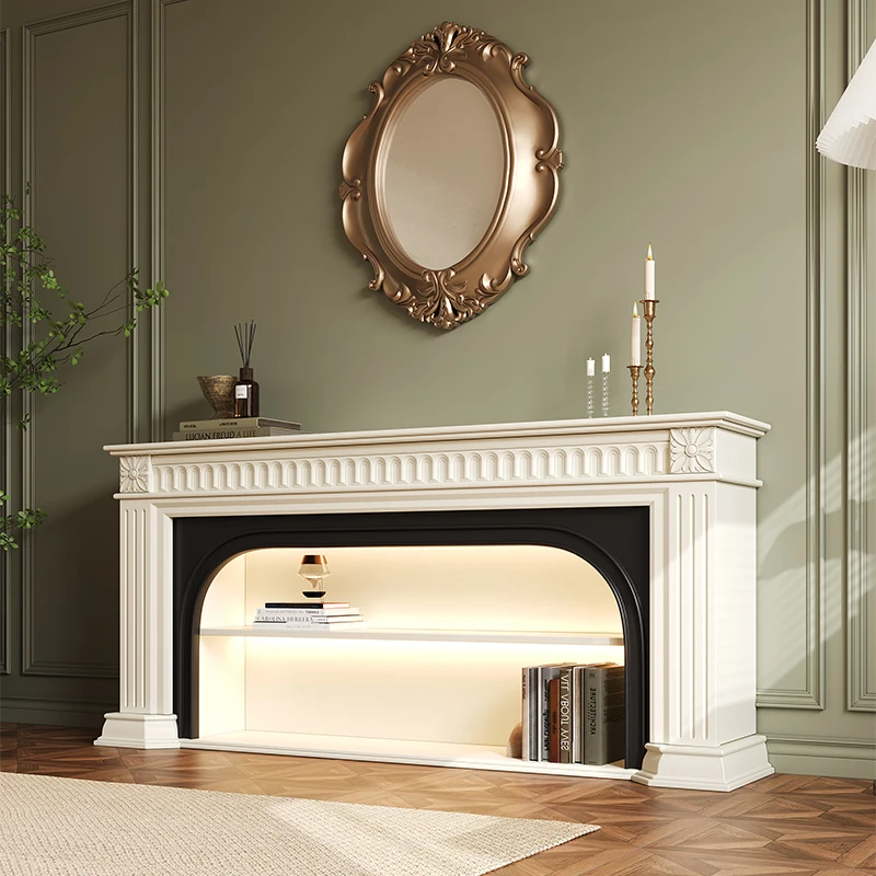 American fireplace TV cabinet villa living room simulated flame solid wood heating French large size fireplace decoration