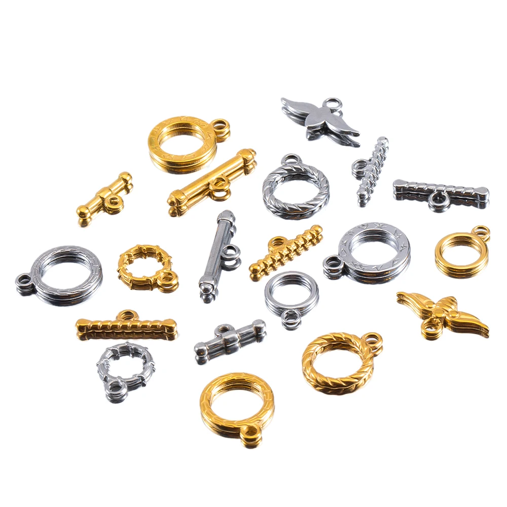 3Setst Edelstahl geprägt ot Knebel verschluss Haken Kreis Ringe Steck verbinder DIY Halsketten Armbänder Zubehör Schmuck herstellung – Detail 4