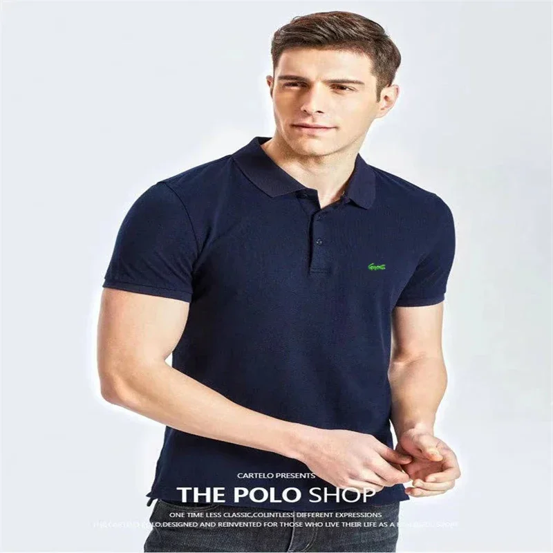 Polo Shirt Mens Shirts Men's Polo Shirt Summer Business Leisure Breathable Lapel Polo Shirt Man Tops Tees