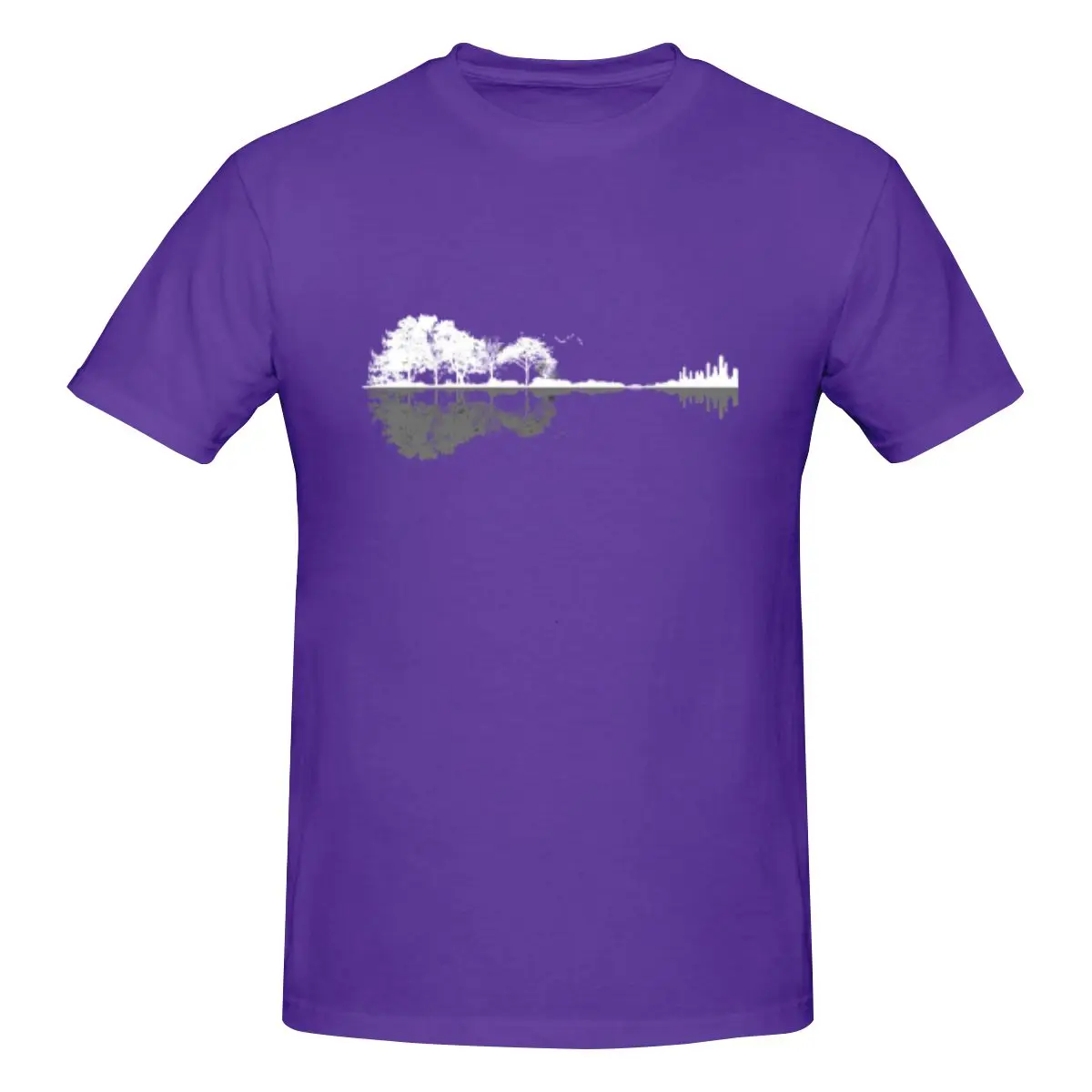 thumbnail image 1 of Camiseta de manga corta 100 % algodón para hombre con diseño de guitarra natural, 1 of 5