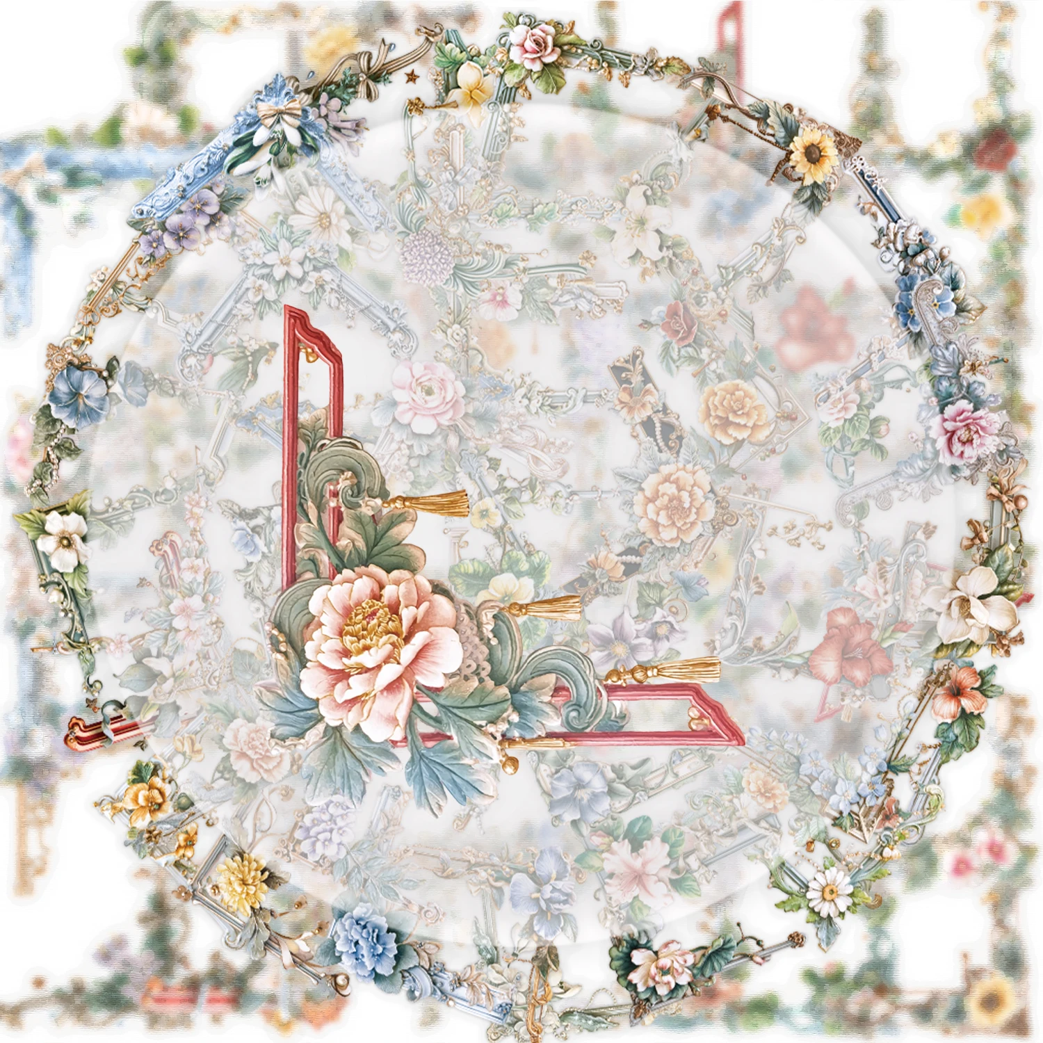 50개의 꽃 사진 프레임 스티커, 투명 그래피티 스티커, 물병, 노트북, 휴대폰, 여행가방, 스케이트보드, 기타, 선물 상자, 파티 장식 장식에 적합