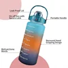 2L Outdoor Large Capacity Water Bottle Plastic Cup Bounce Cover Portable Leakproof Straw Cup Time Marker Gradient Gym Bottles 4