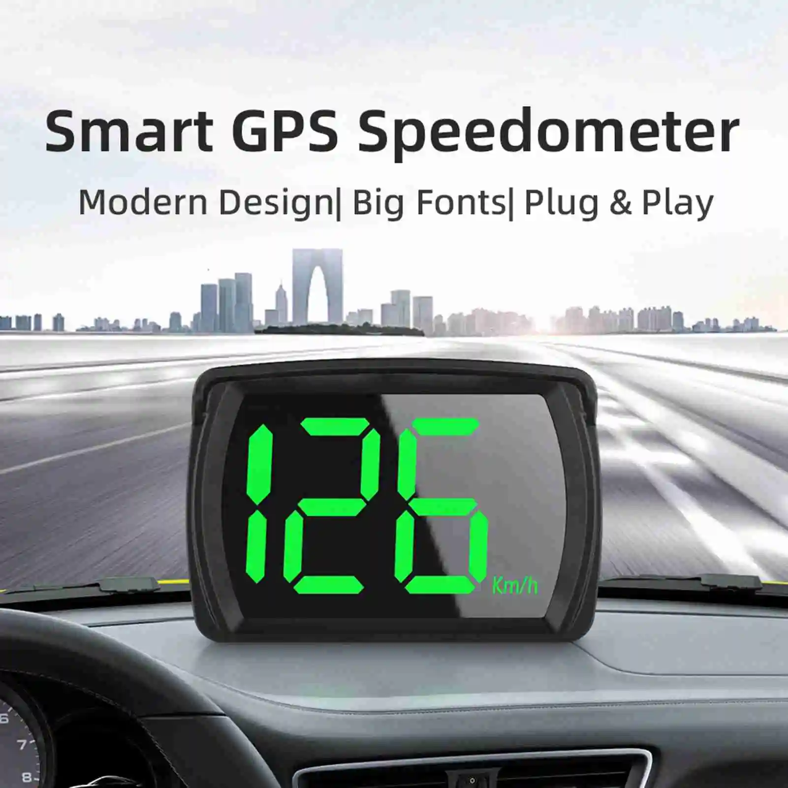 Velocímetro Digital que muestra el velocímetro de velocidad GPS Heads Up Display Pantalla grande HD Pantalla de velocidad precisa HUD para coche Plug and Play 1