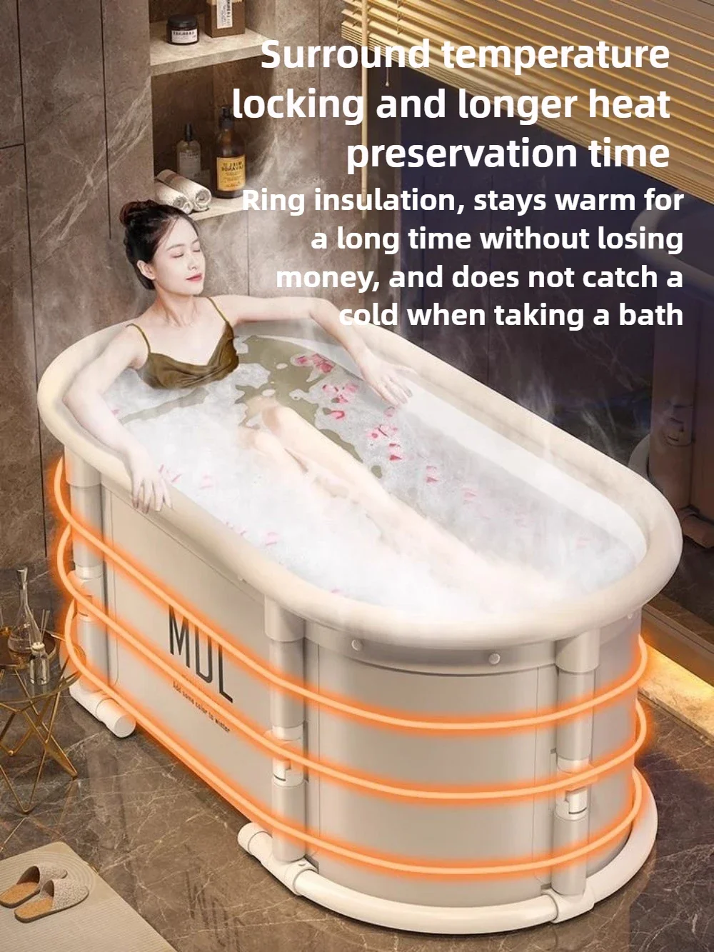 Installation-Free Foldable Bath Bucket Household Bath Bucket Adult and Child Bathtub Full Body Sweat Steam Bucket Tarpaulin 3