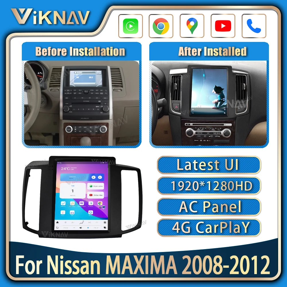

Android 12 Auto Car Radio For Nissan MAXIMA 2008-2012 Carplay 10.4 inch Touch screen GPS Navigation multimedia player Head Unit