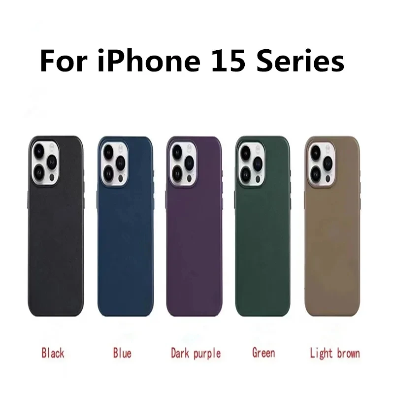 Luxury Original Leather Phone Case For iPhone 15 Pro Max For 15 Plus Wireless Charging Magnetic Protect Covers - Vimarsana News