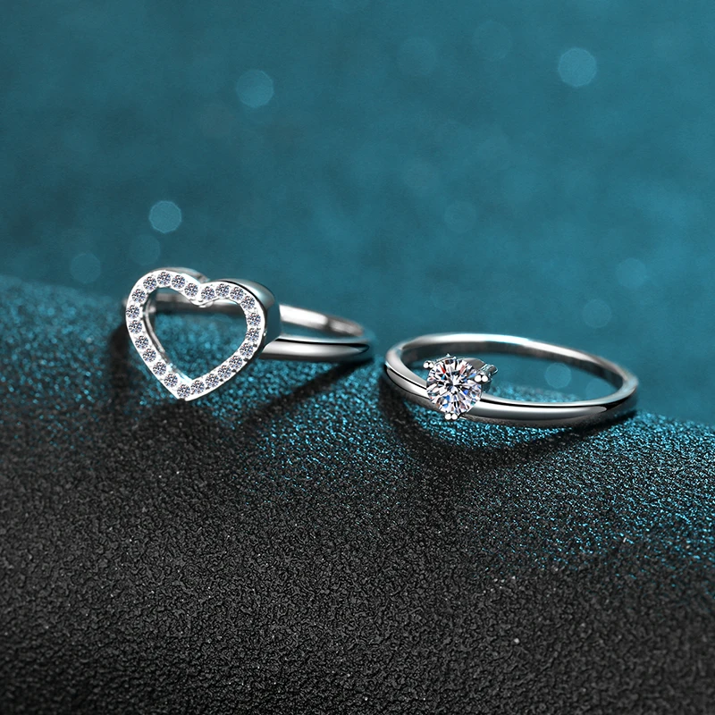 

IOGOU D Color 0.3ct Moissanite Bridal Ring Set for Women 925 Sterling Silver Heart Shape Engagement Wedding Band Ring Jewelry