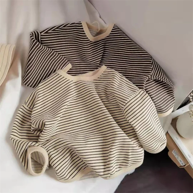 Lawadka 1-8T Cotton Children s Clothing Long Sleeve T-shirts: Striped Baby Boy Girl Tops for a Casual Look in Autumn and Spring