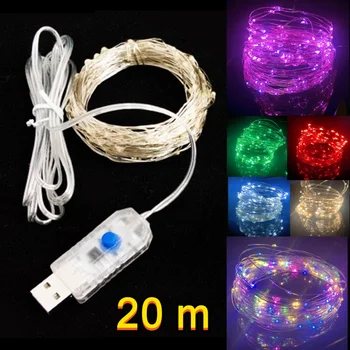 LED 구리 와이어 요정 조명, USB 전원 LED 스트링 조명, 8 가지 모드 야외 램프, 크리스마스 파티 웨딩 장식용 화환 루스