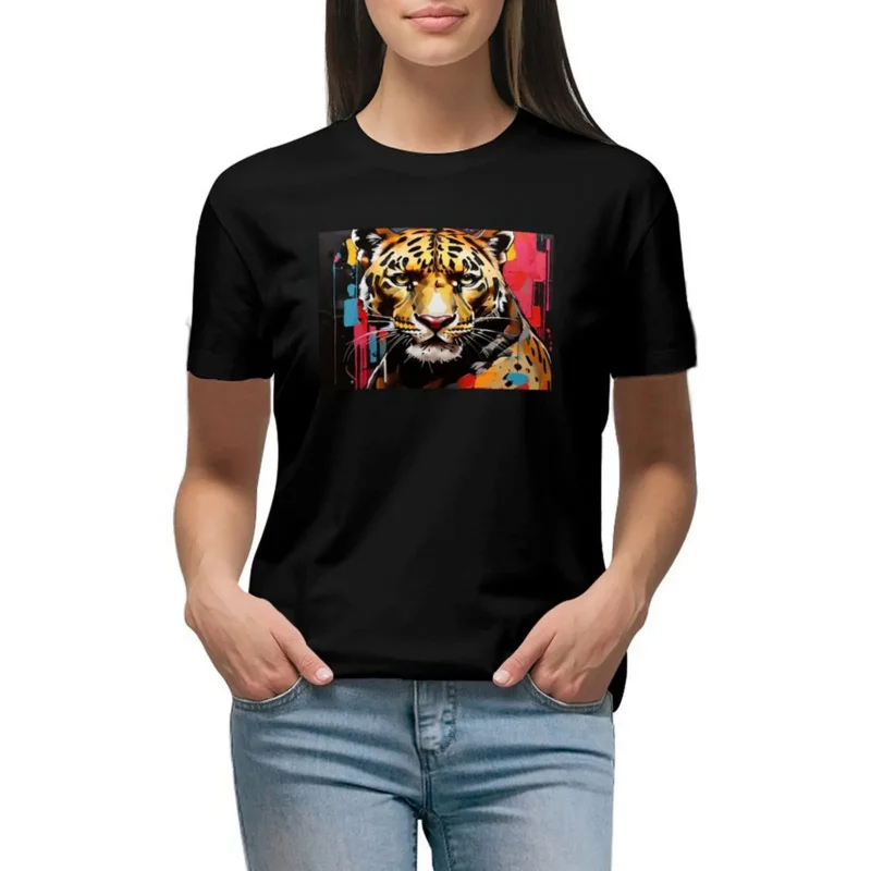 

The power of the Leopard - Pop art T-shirt lady clothes plus size tops Aesthetic clothing graphic t-shirts for Women