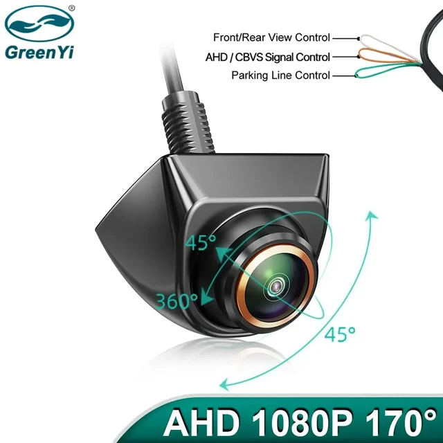 GreenYi AHD 1920x1080P Vision nocturne 360 degrés objectif Fisheye réglable caméra de voiture caméra de vue avant/latérale/arrière 1