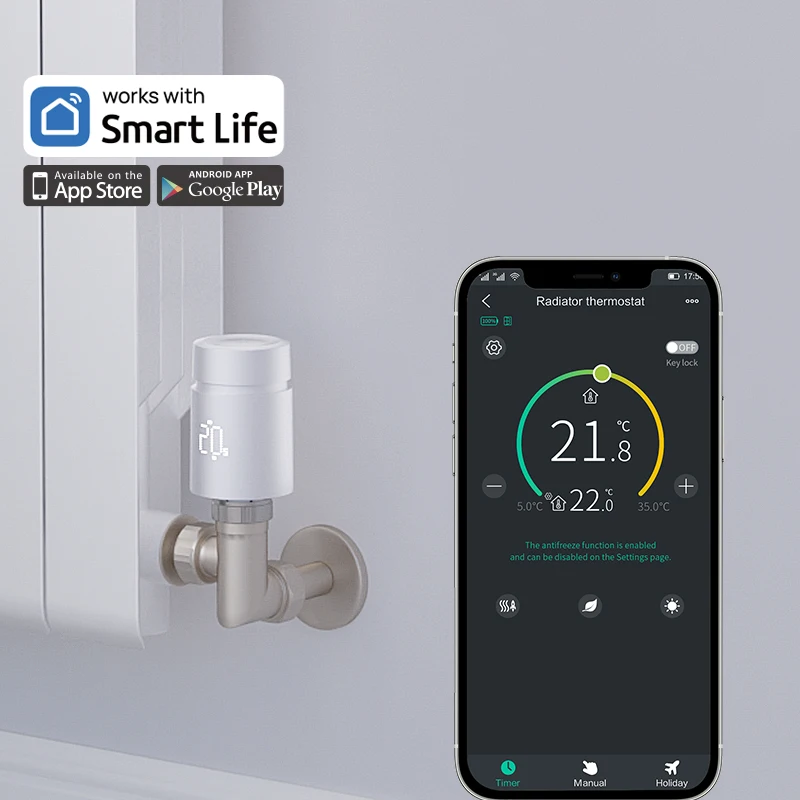 Smart Thermostat Thermostatic Valve Controller Temperature Controller Tuya Smart ZigBee Radiator Actuator Head TRV Zigbee Tuya Thermostatic Radiator Valve Remote Temperature Controller Alexa Google
