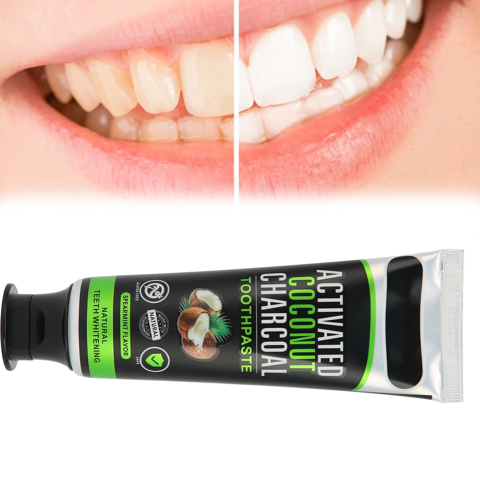 100ml Teeth Whitening Toothpaste Teeth Whitening Powder Activated Coconut Charcoal Powder Bamboo Toothbrush for Oral Hygiene tooth powder teeth whitening essence teeth whitening product teeth health product
