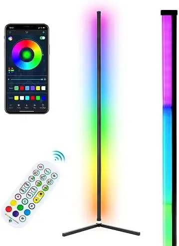

RGB-лампа напольная угловая с поддержкой Bluetooth и дистанционным управлением, 64,5 дюйма