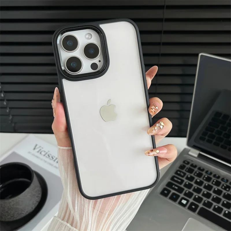 Enhanced Transparent Edge Protective Phone Case with Anti-Drop Bumper