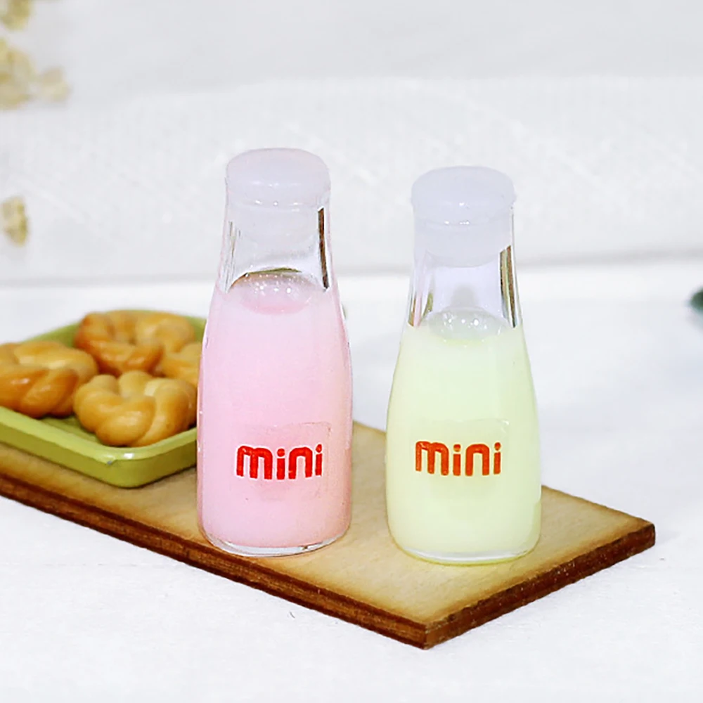 

1Pcs 1/12 Doll House Miniature Glass Milk Milkshake Bottle Simulation Drink Model Toy Mini Decoration Dollhouse Accessories