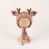Newborn Wool Felt Deer Bonnet Girl Baby Flower Hat Newborn Photography Props Boy Baby Reindeer Hat Photo Shoot 2