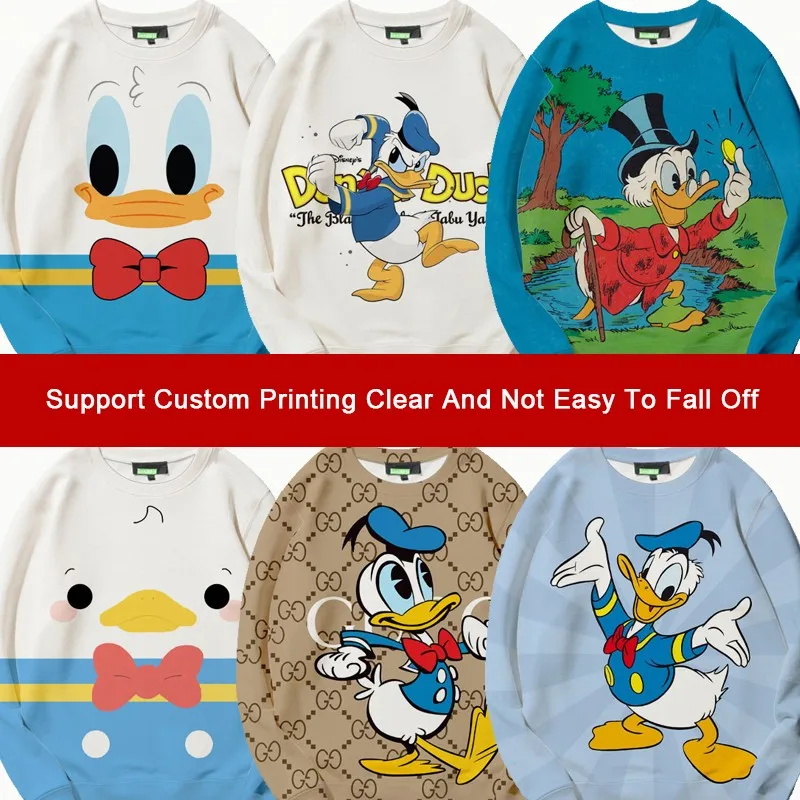 

Disney Donald Duck Co-branded Suit Boy Daisy Cartoon Print Cuhk Children's Crewneck Hoodie Design Sense