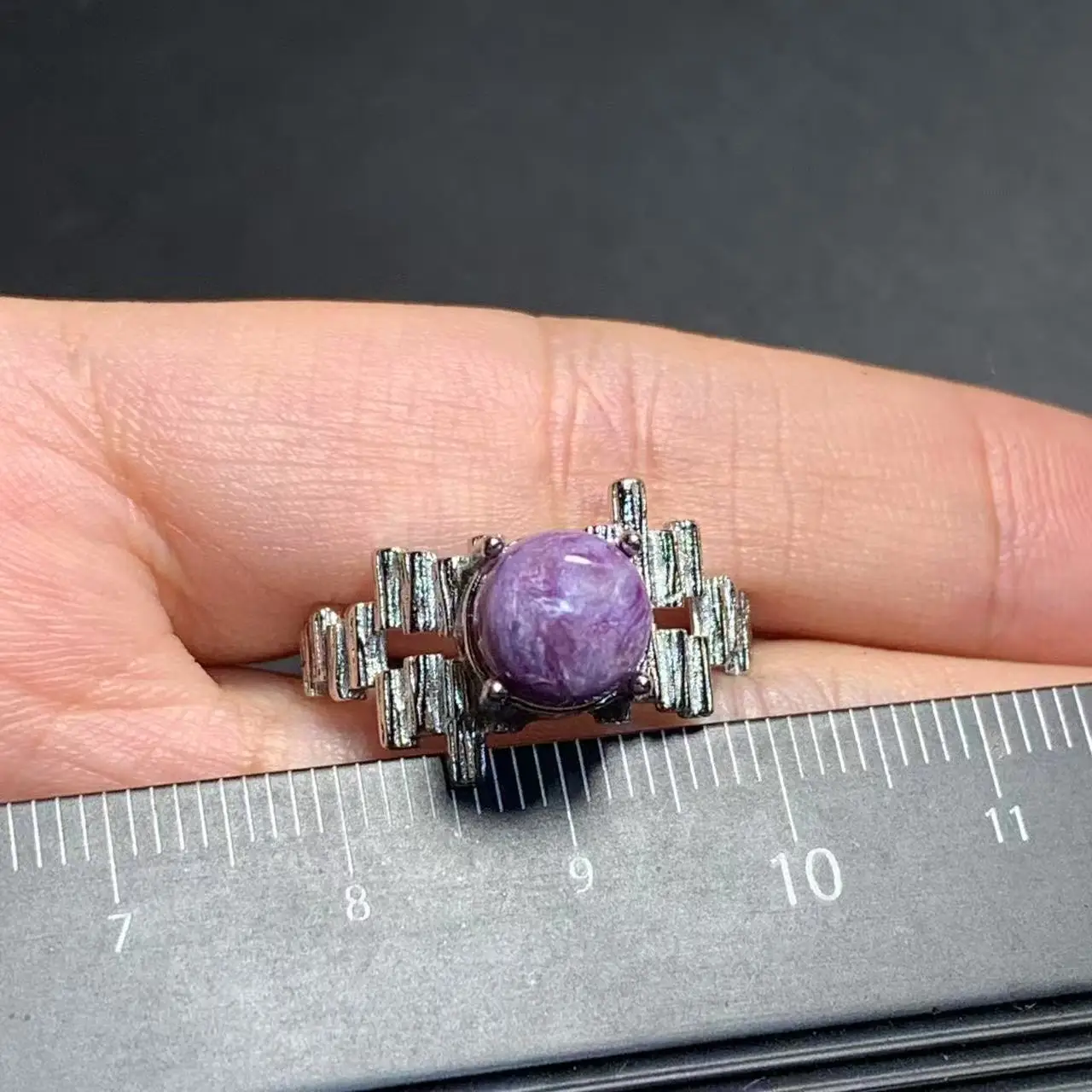 Natural Charoite Ring Adjustable Female Stone Ring Jewelry for Women Gift Wholesale High Quality Vintage Fine