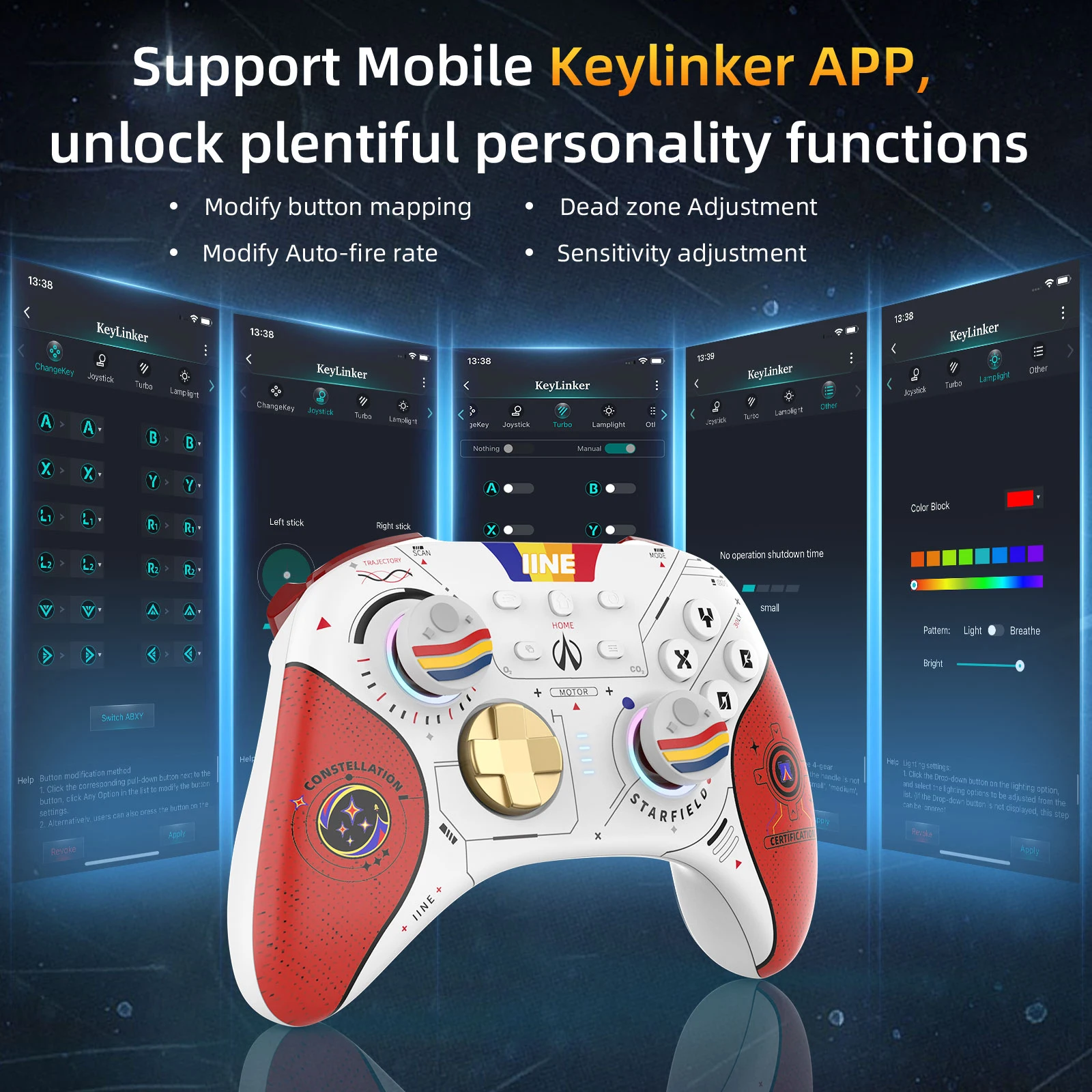 IINE Star-Field PC Controller Hall Effect Joystick & NFC Amiibo with 2.4Ghz Bluetooth Receiver for_voghion.com