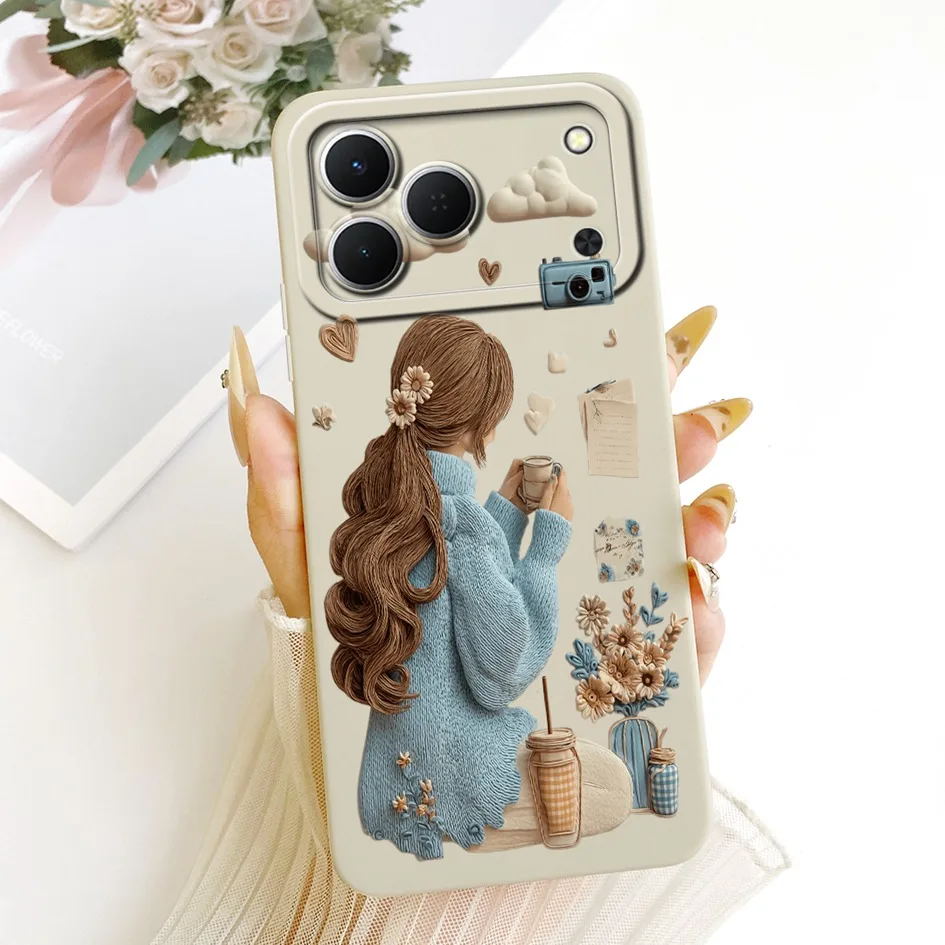 Cute Cartoon Cat Painted Soft Silicone Phone Case Cover