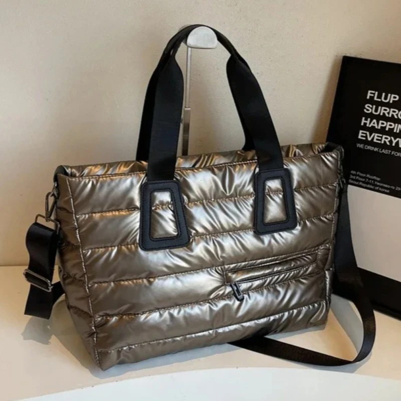 Large Capaci Casual Sle Women's down Cotton Jaet Bag Autumn Winter Versatile 2026 New Crossbody Bag Commuter Tote Bag Handbags