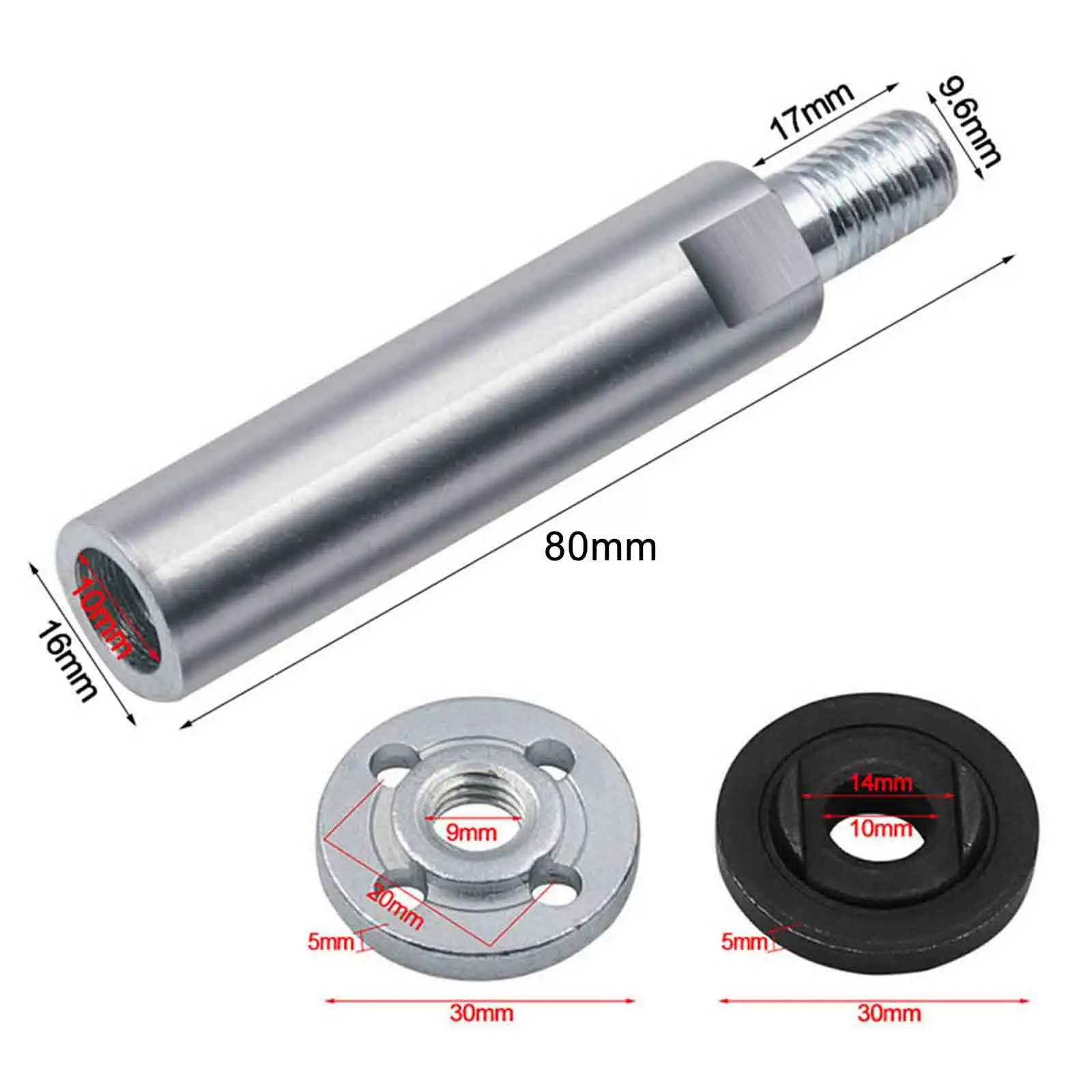 Angle Grinder Extension Connecting Rod, 8cm Extension Shaft, Stainless Steel ,Lightweight Practical with Pressing Plates M10