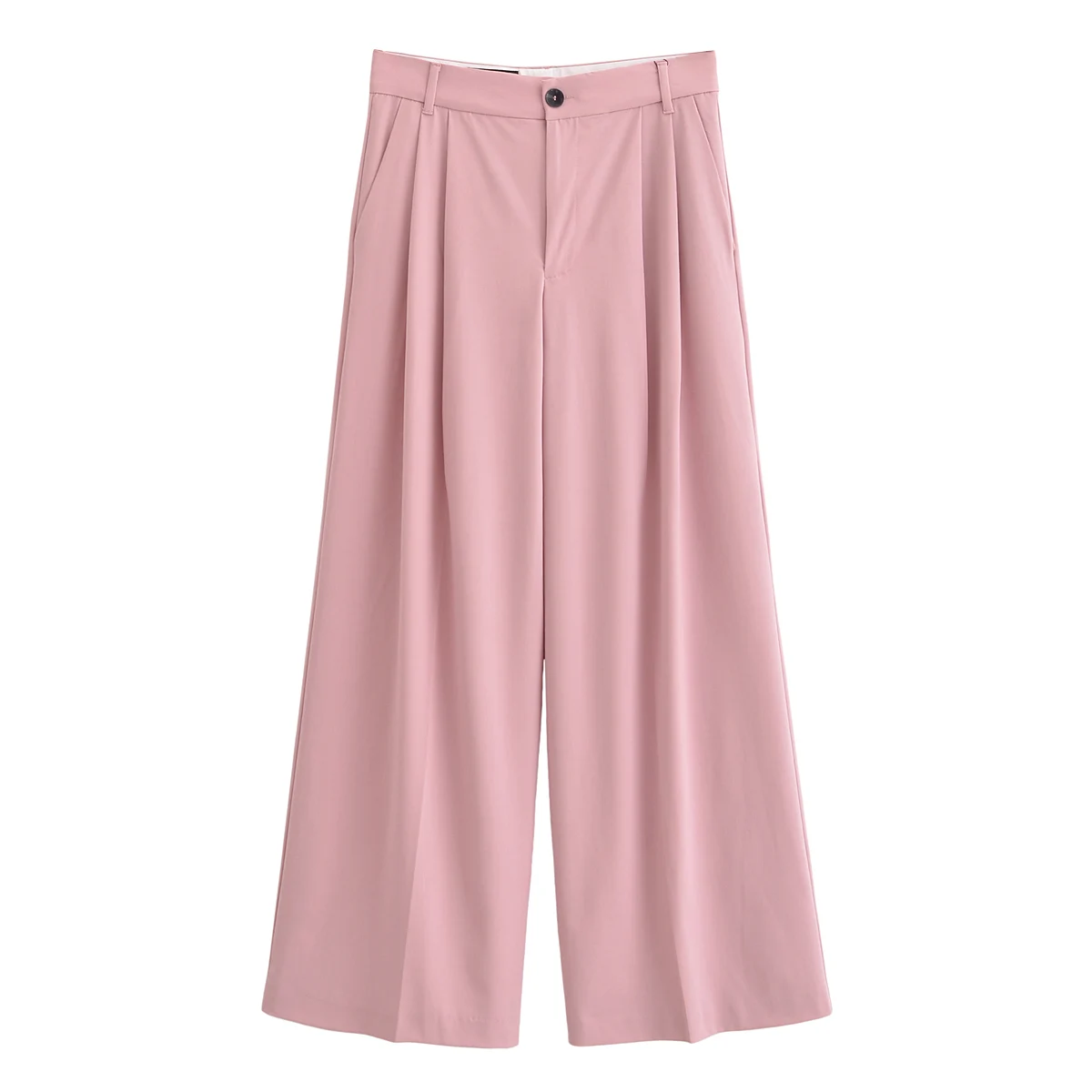 Tangada Women Black Wide Leg Suit Pants Trousers Lady Pants 6P0109