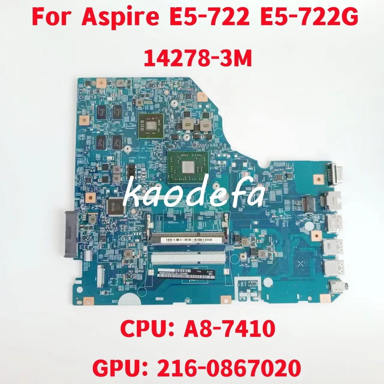 

Материнская плата 14278-3M для ноутбука Acer Aspire E5-722 E5-722G, материнская плата для ноутбука: A8-7410 100%, тест ОК