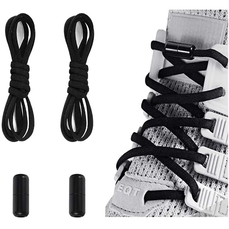 

1 Pair Semicircle Elastic Laces Sneakers Shoes lace Round Color Metal Lock Shoelaces Without Ties Lazy Sports Lace Shoestrings