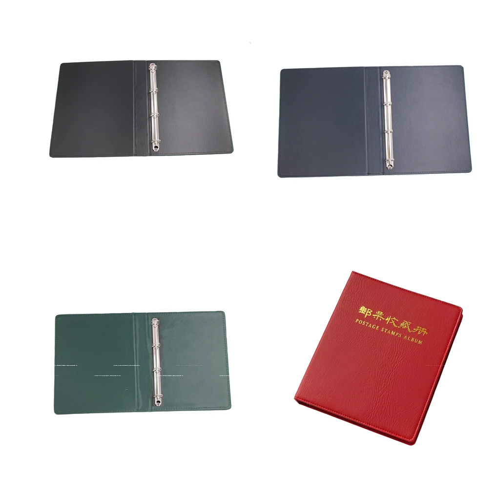 Leather Loose-leaf Postage Stamps Album Currency Coins Stamp Collection Book Photo Protection Books 9 Holes Black