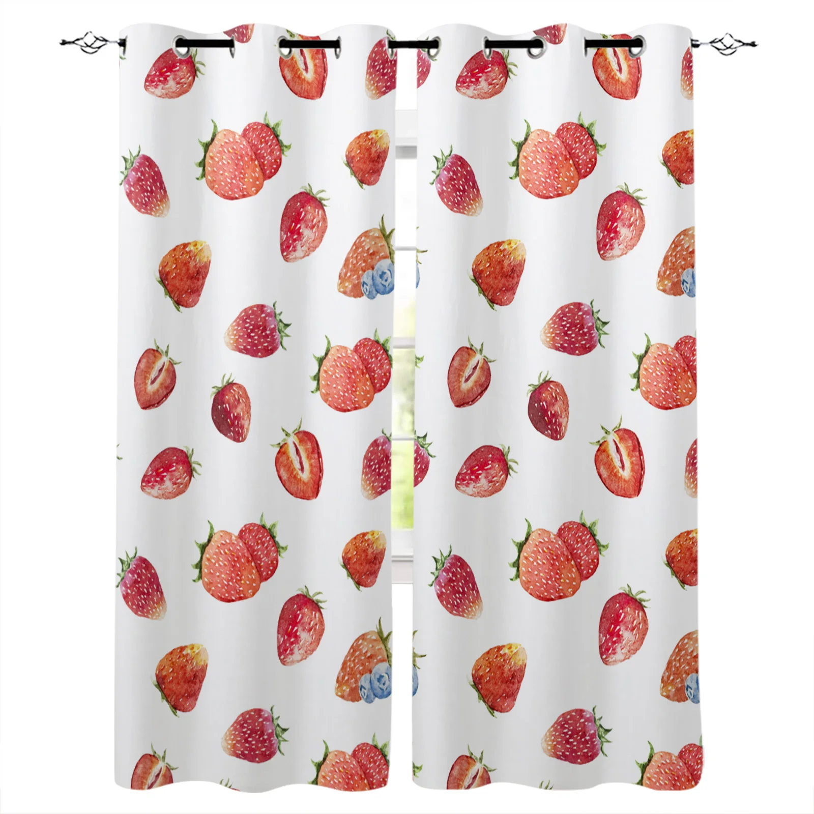 

Strawberry Berries Fruits Blackout Curtains Window Curtains For Bedroom Living Room Decor Window Treatments