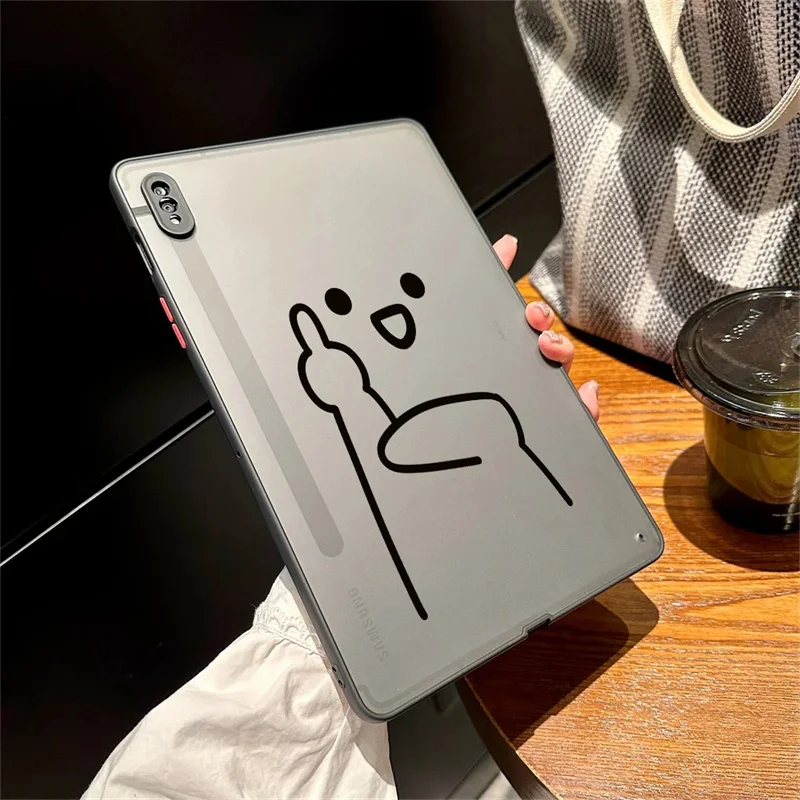 

For Samsung Galaxy Tab S9 FE 11 2023 Case Tab S6 Lite 10.4 S9 S8 S7 FE 11" Plus 12.4" A8 A7 Cartoon Middle Finger Tablet Cover
