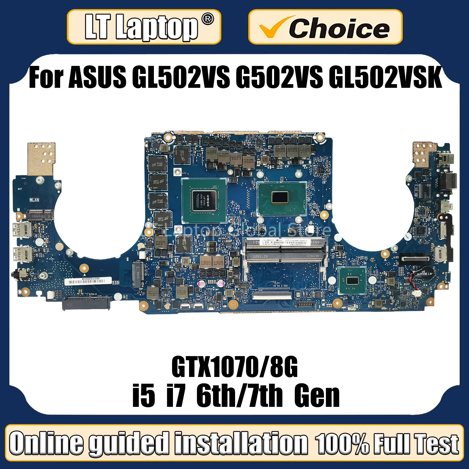 

LT Laptop Mainboard GL502VS For ASUS ROG G502VS GL502VSK Motherboard I5-6300HQ I7-6700HQ I5-7300HQ I7-7700HQ GTX1070/8G DDR4