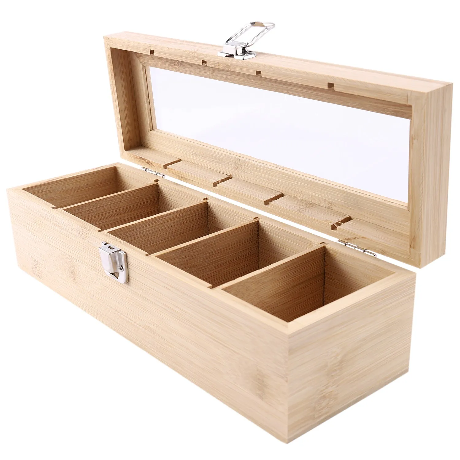 

Бамбуковая система, органайзер для чайных пакетов и ювелирных изделий, коробка для хранения с 5 отделениями, коробка для чая, органайзер, деревянный контейнер