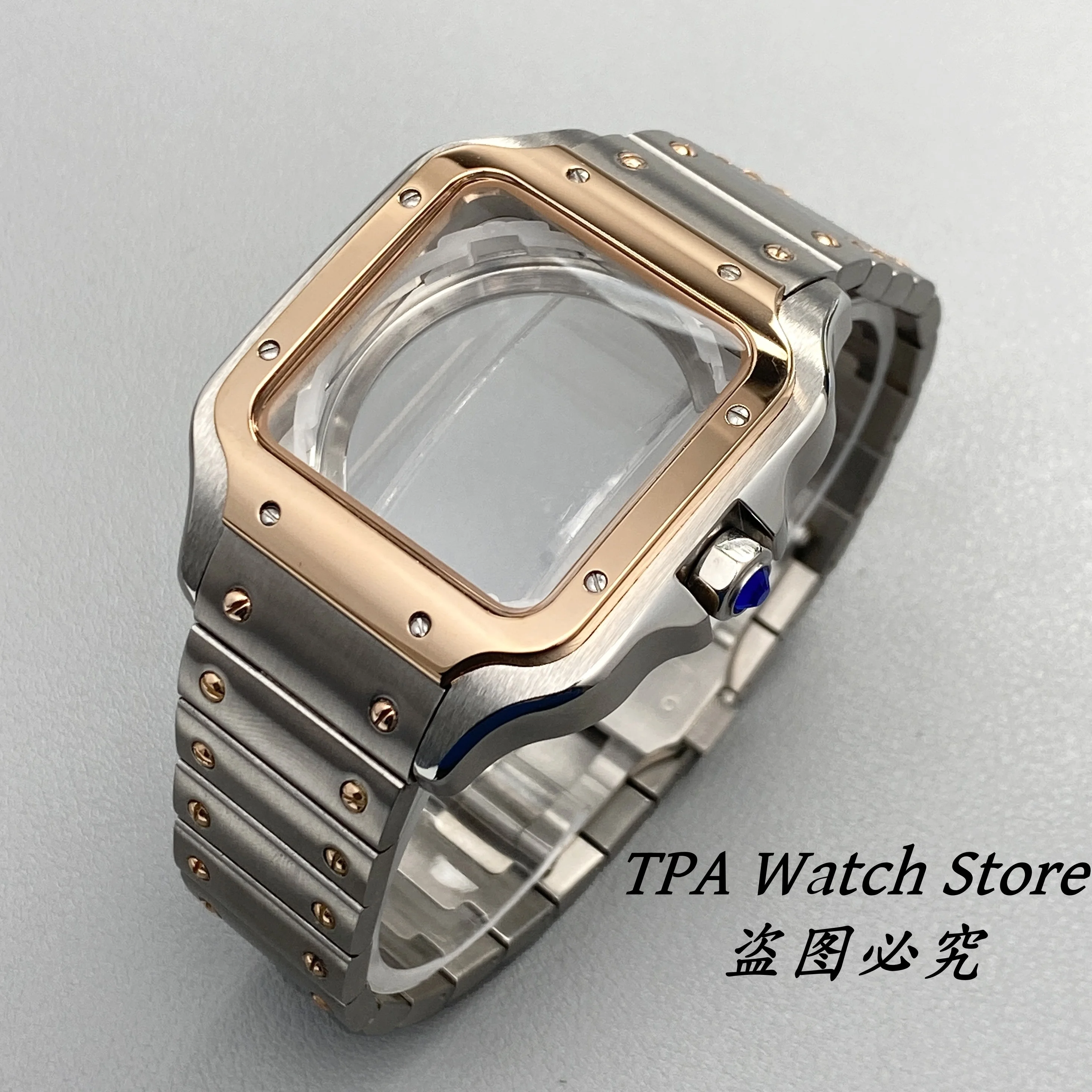 PVD Black Stainless Steel Square Watch Case - 38mm